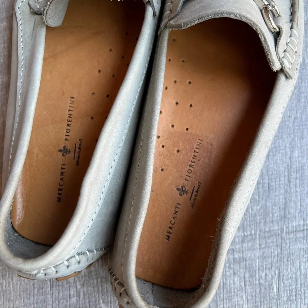 Mercanti Fiorentini Shoes Womens 8 B Bit Loafers Gray Leather Round Moc Toe